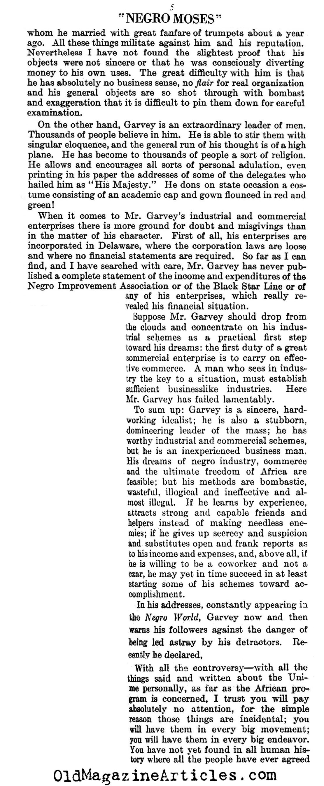 Marcus Garvey:  The Negro Moses (Literary Digest, 1922)